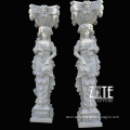 Factory Supply carved white marble column with figure